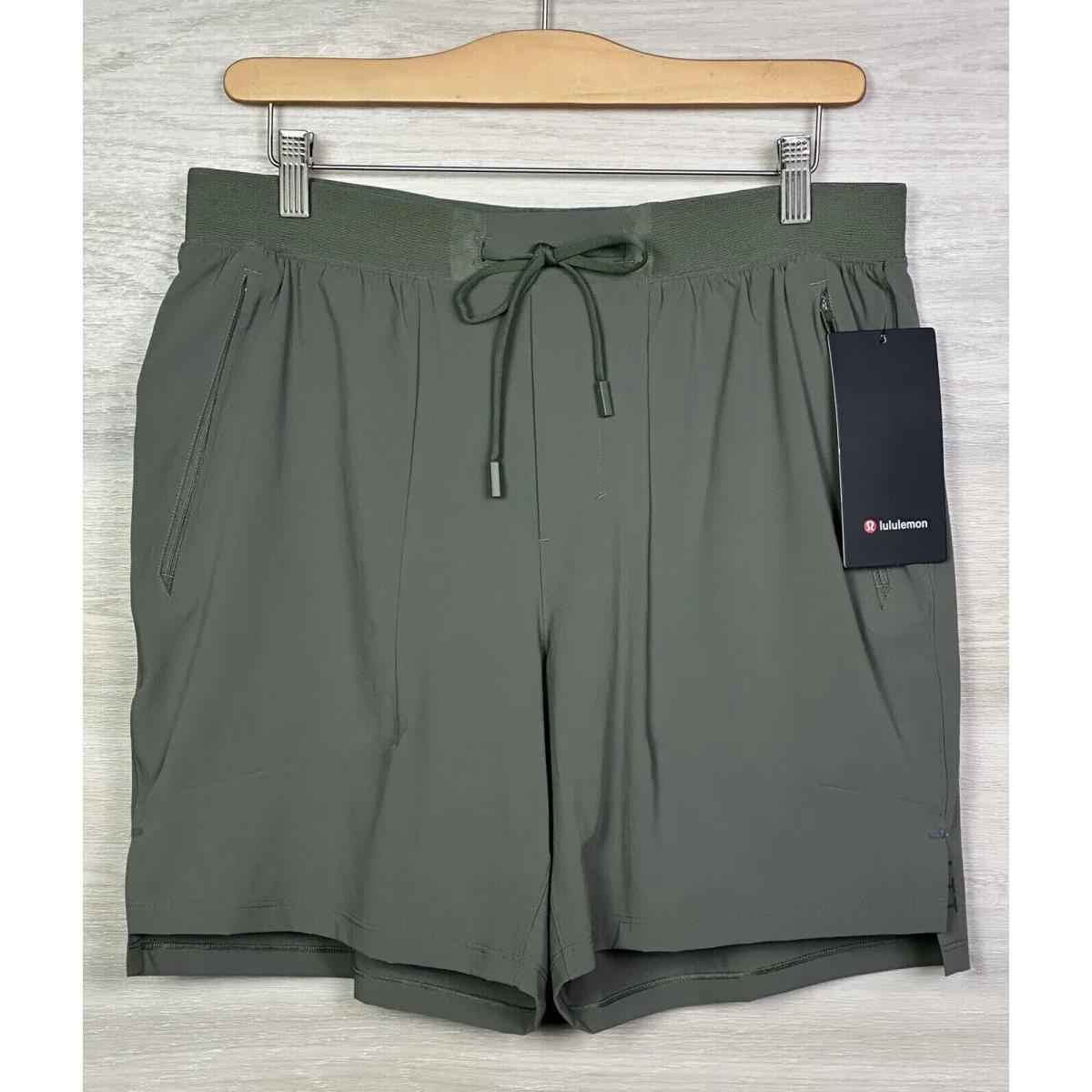 Lululemon License to Train Short 7 Lined Size L Medium Olive Meol Green