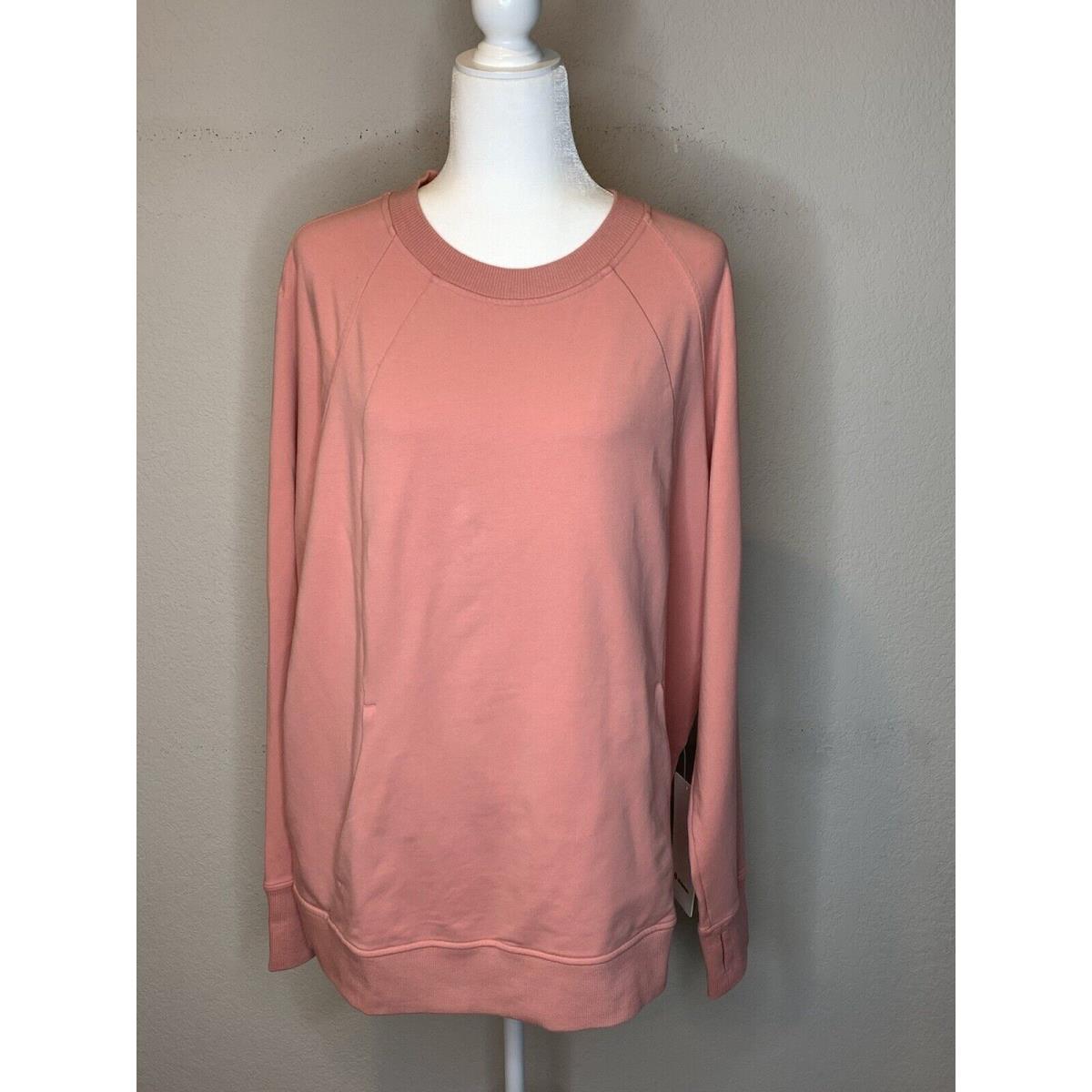 Lululemon Womens Scuba Crew Sweatshirt French Terry Kangaroo Pink Puff Sz 20