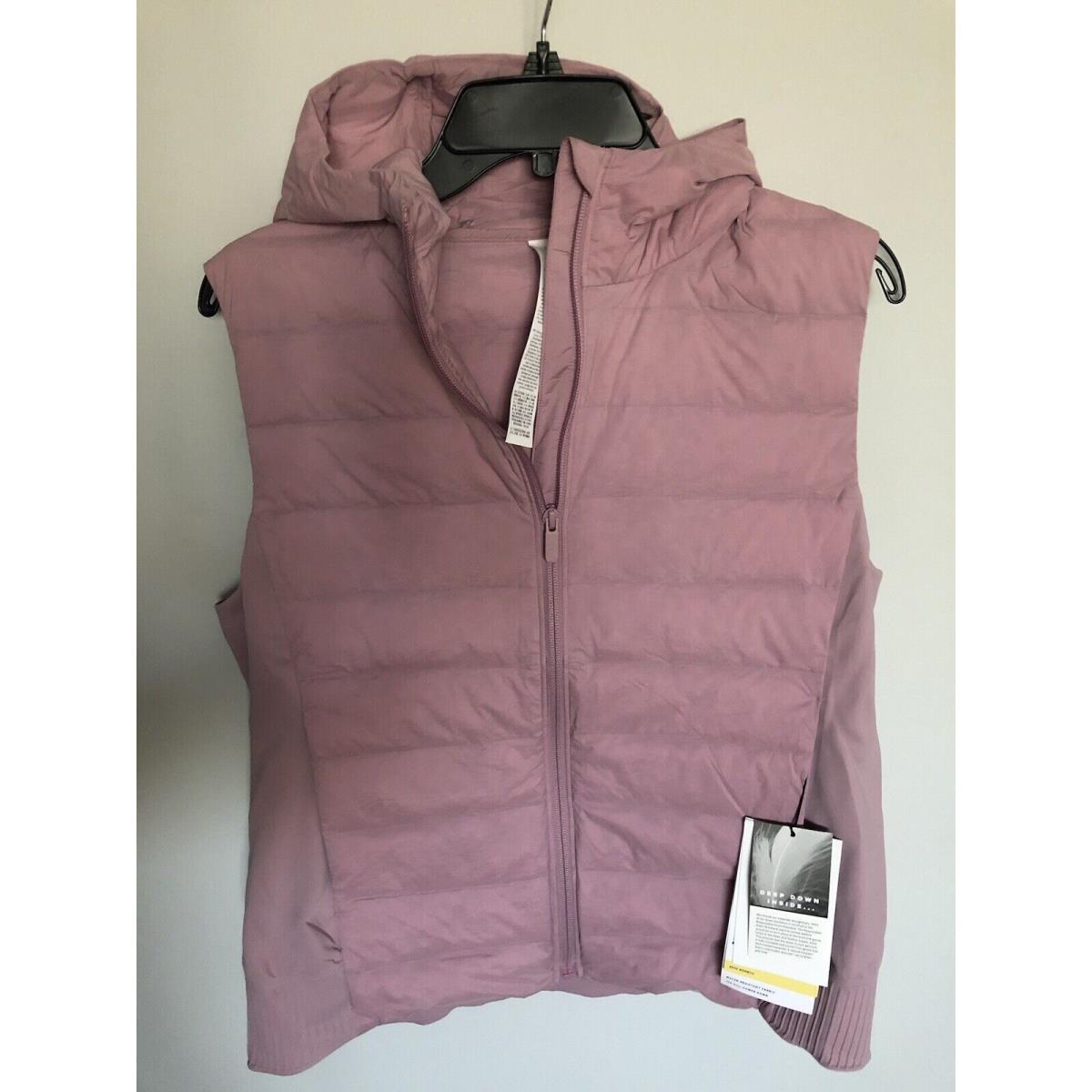 Lululemon Down and Around Vest with Hood Pink Rsbl Women Size 0