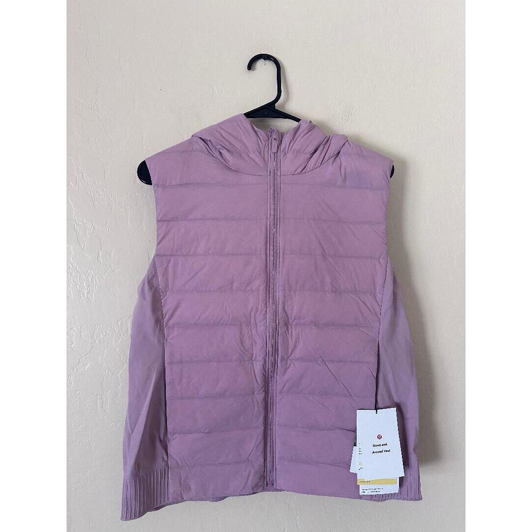 Lululemon Down and Around Vest with Hood Pink Rsbl Women Size 10