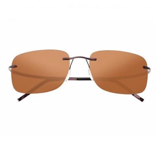 Simplify Ashton Men`s Titanium Rectangle Frame Brown Sunglasses SSU111-BN