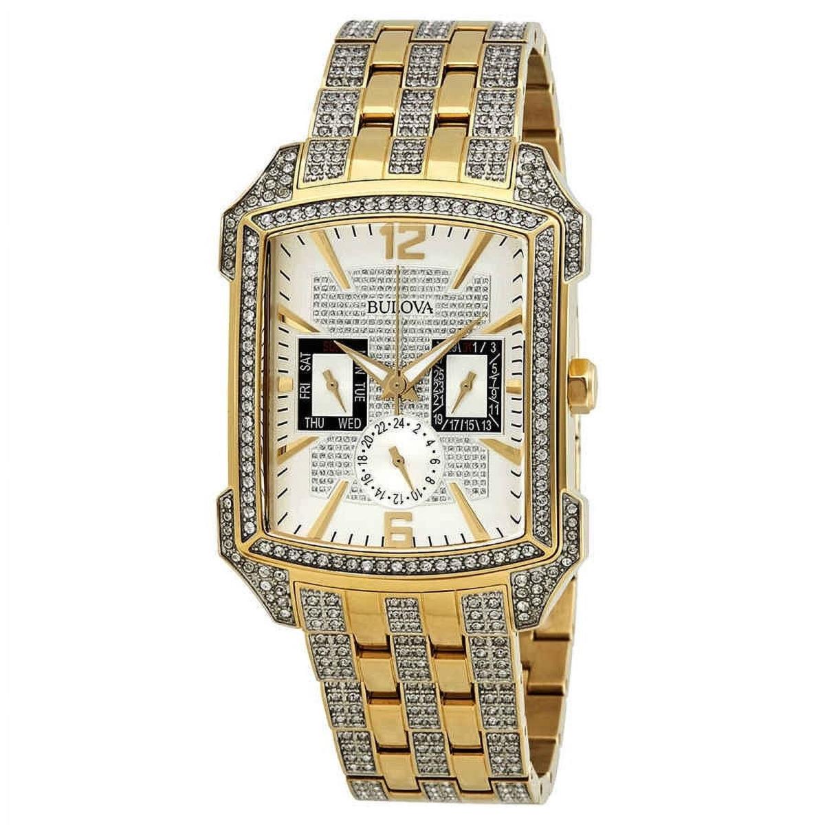 Bulova Men`s Crystal Stainless Steel Quartz Watch 98C109