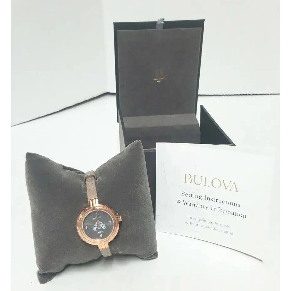 Disney Bulova Womens Cinderella Rose Gold Diamond Watch Cinderella`s Coach