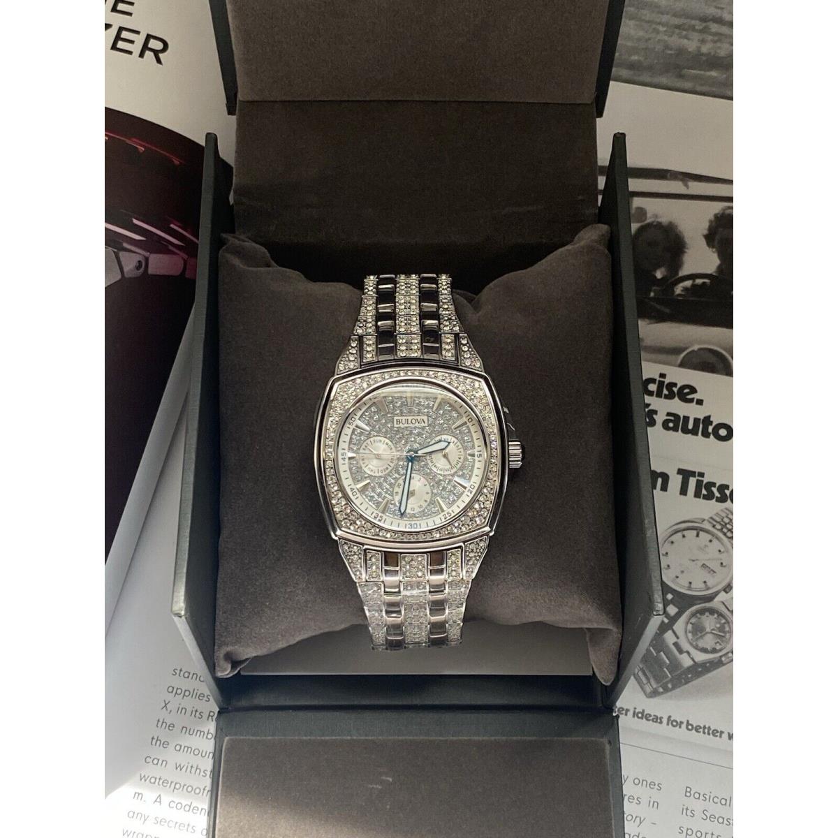 Luxury Bulova Men`s Crystal Stainless Steel Watch 96C002