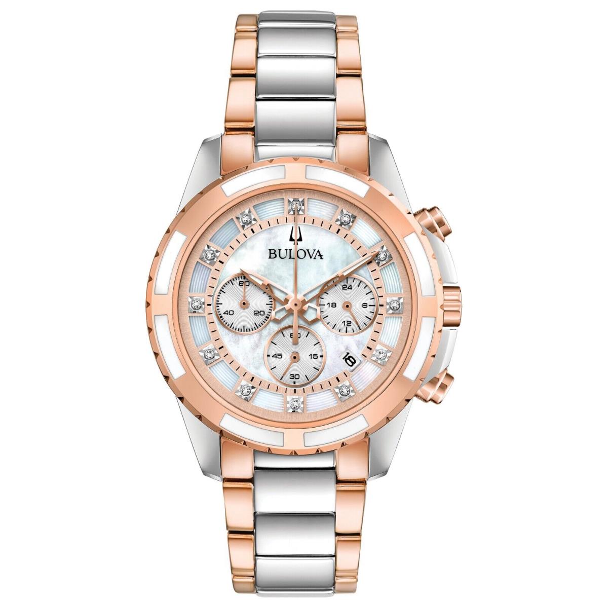 Bulova Women`s Classic Chronograph Calendar Quartz Silver Watch 36 MM 98P181