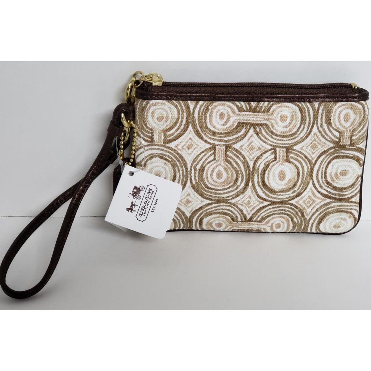 Coach Audrey Op Art Swirl Crossbody Wallet Wristlet Blue Pink Brown Brown Multi SM Wristlet