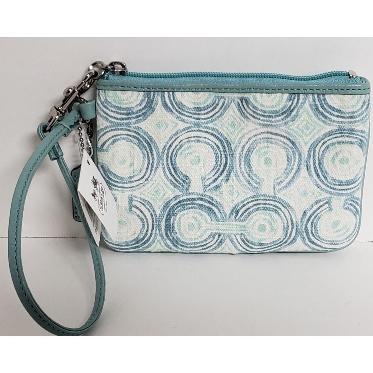 Coach Audrey Op Art Swirl Crossbody Wallet Wristlet Blue Pink Brown Green Blue Multi SM Wristlet