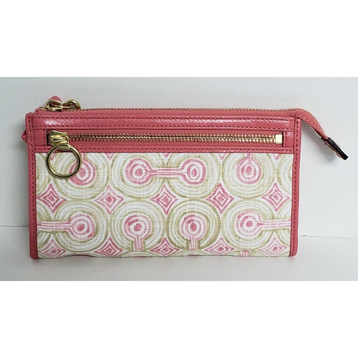 Coach Audrey Op Art Swirl Crossbody Wallet Wristlet Blue Pink Brown Pink Khaki LG Zippy Wallet