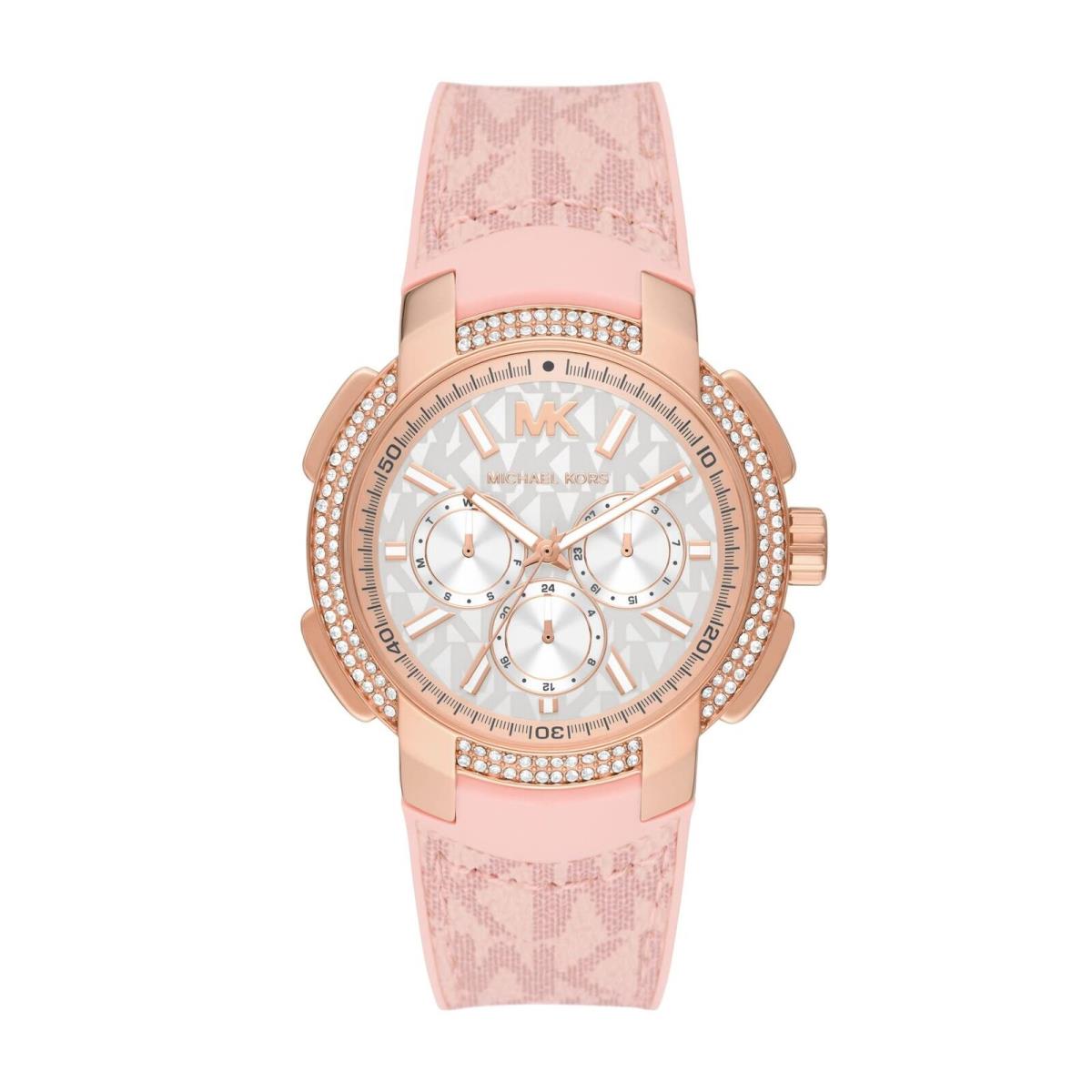 Michael Kors Sidney Multifunction Ballet Pink Pvc Women`s Watch Model: MK7222