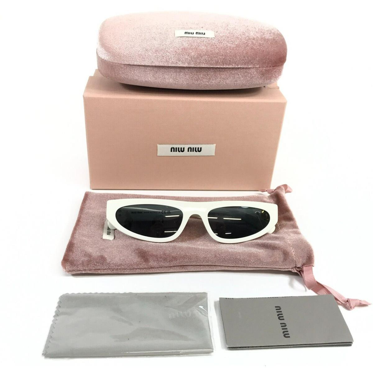 Miu Miu Sunglasses SMU07Z 142-5S0 White Ivory Gold Frames with Dark Grey Lenses