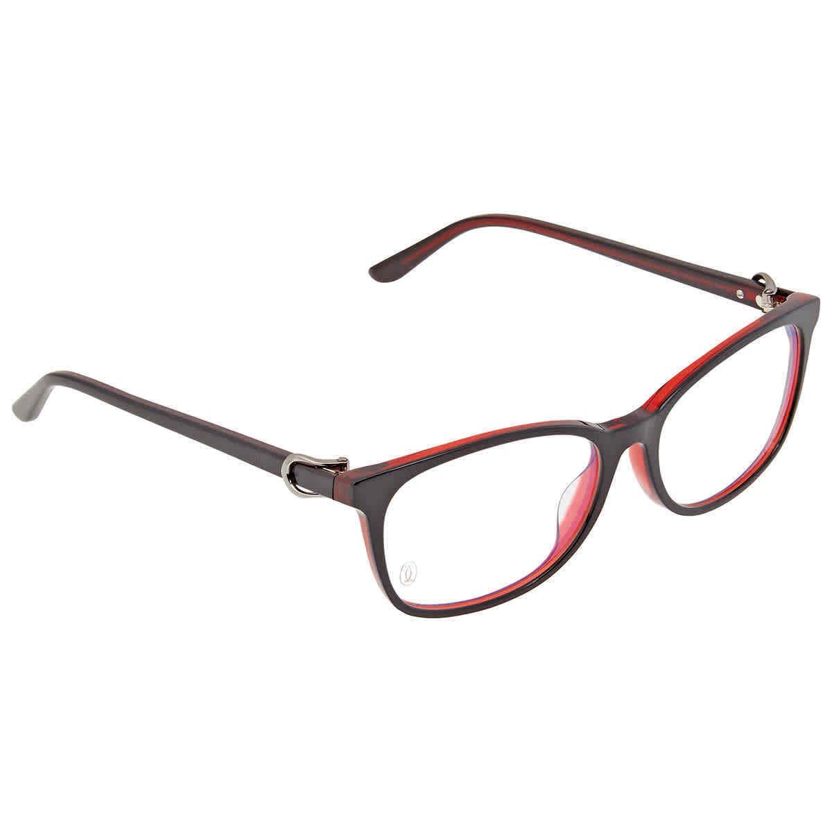 Cartier Demo Rectangular Ladies Eyeglasses CT0008OA 005 56 CT0008OA 005 56