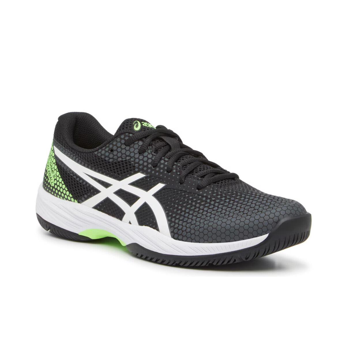 Mens Asics Gel-game 9 Black White Lime Green Mesh Pickleball Shoes - Black