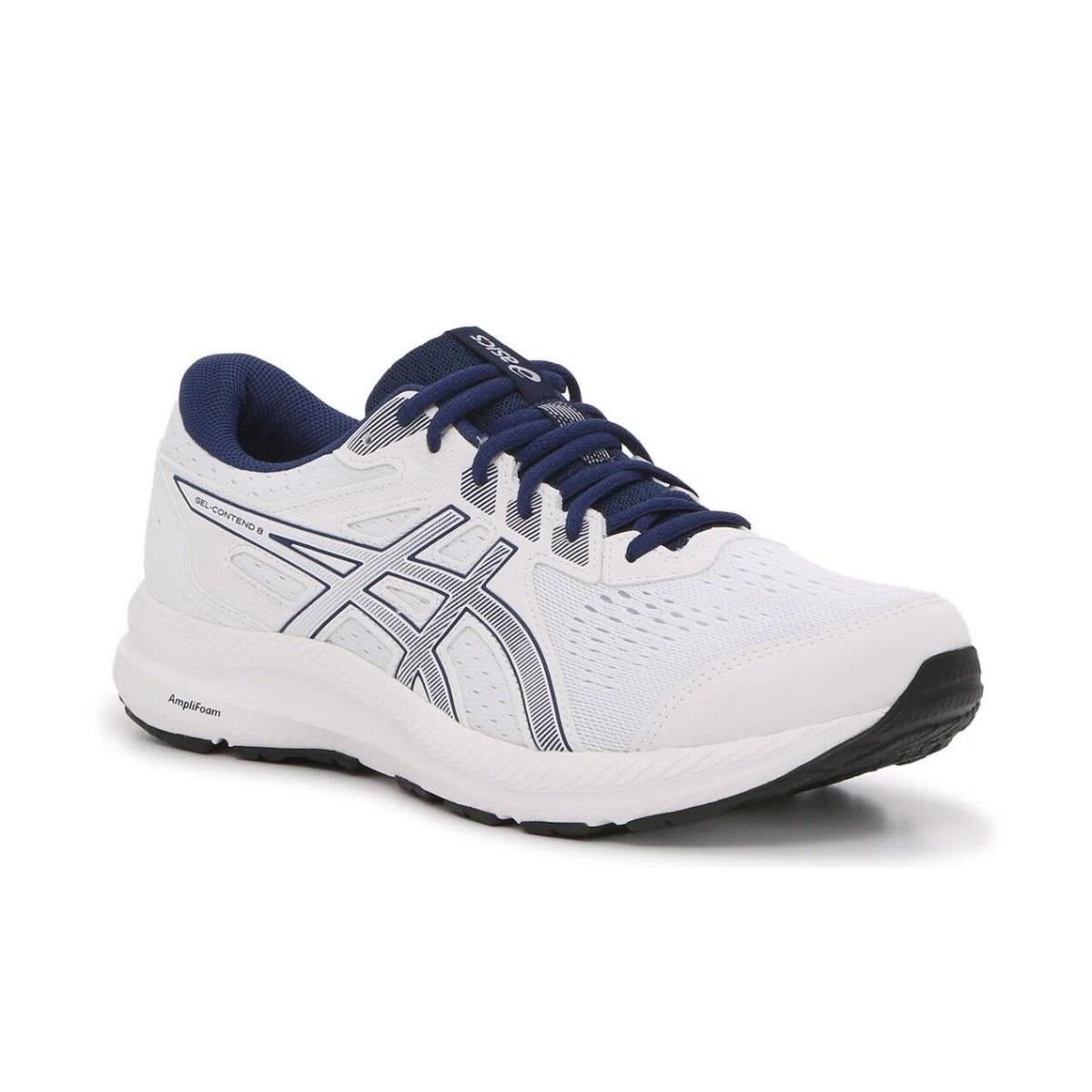 Mens Asics Gel-contend 8 White Navy Mesh Running Shoes