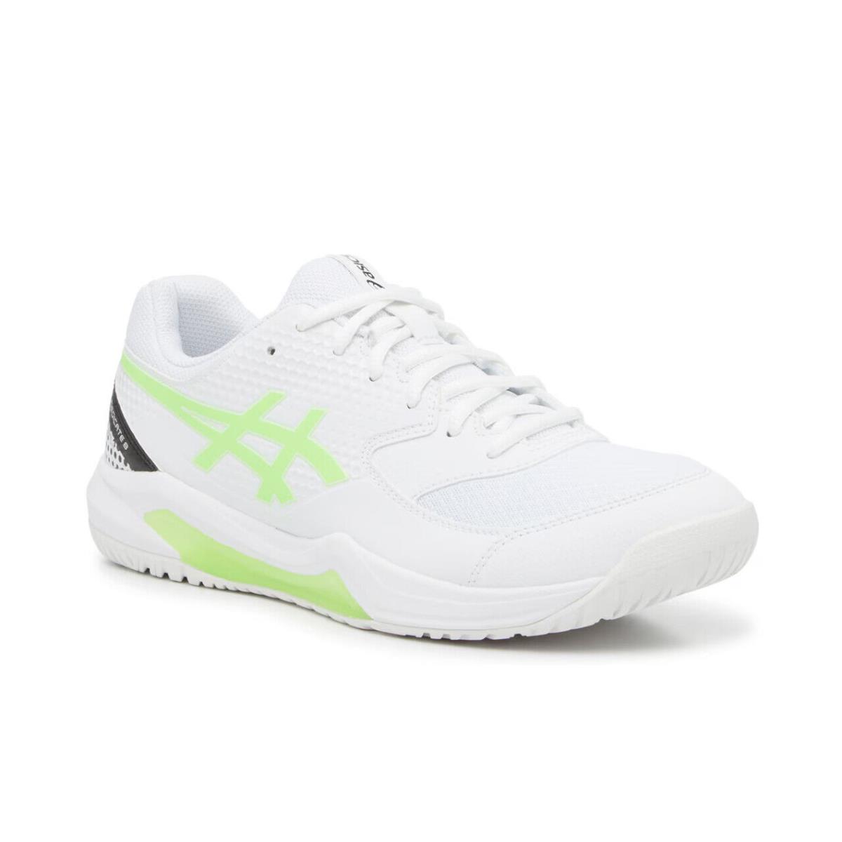 Mens Asics Gel-dedicate 8 White Lime Green Mesh Pickleball Shoes