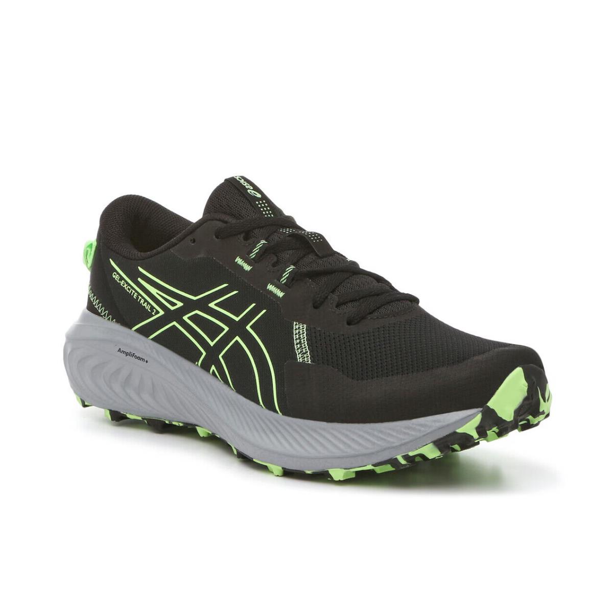 Mens Asics Gel-excite 2 Black Illuminate Green Grey Mesh Trail Running Shoes