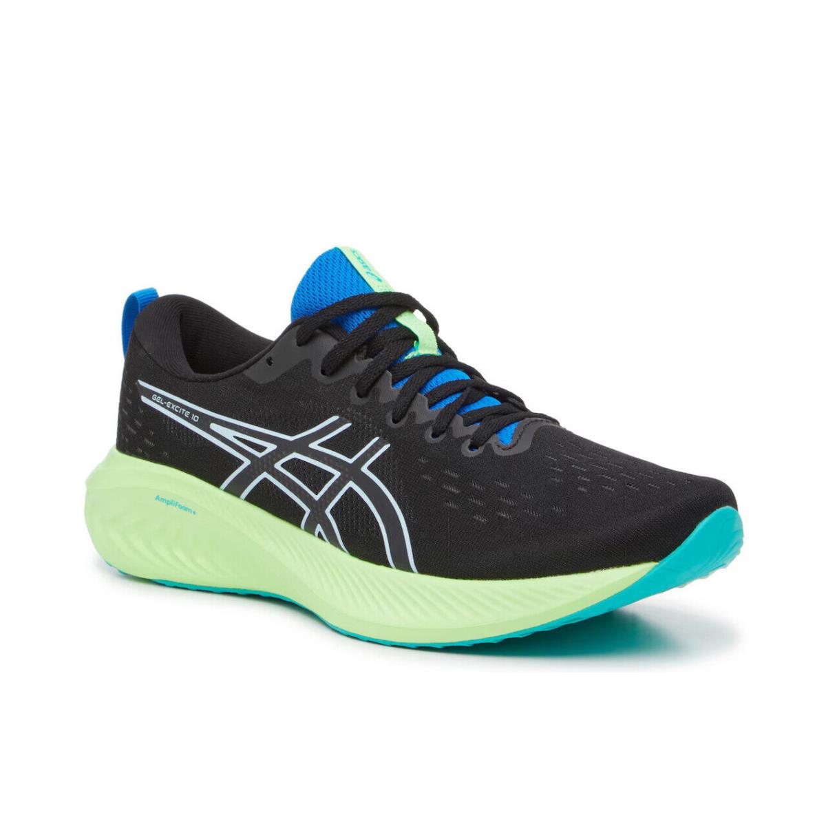 Mens Asics Gel-excite 10 Black Blue Light Seafoam Green Mesh Running Shoes