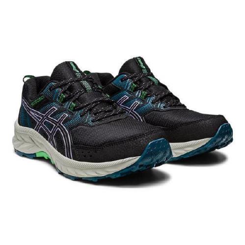 Asics Women`s Lightweight Breathable Trail Running Sneakers Medium Wide Black Lavender