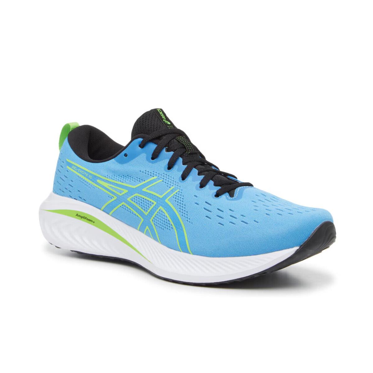 Mens Asics Gel-excite 10 Blue Electric Lime White Mesh Running Shoes - Blue