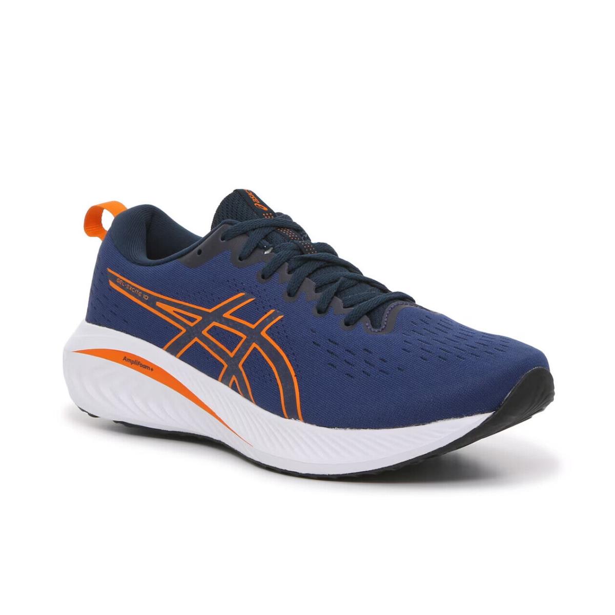 Mens Asics Gel-excite 10 Deep Ocean Navy Bright Orange Mesh Running Shoes