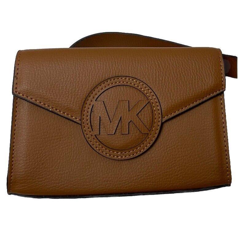 Michael Kors MK Monogram Brown Leather Waist Belt Bag Fanny Pack L/xl