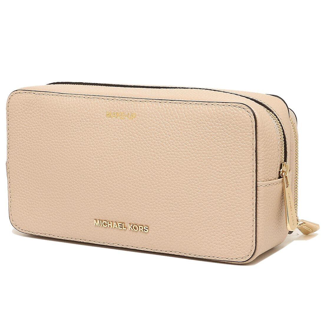 Michael Kors Mercer Large Double Zip Travel Makeup Pouch Oyster