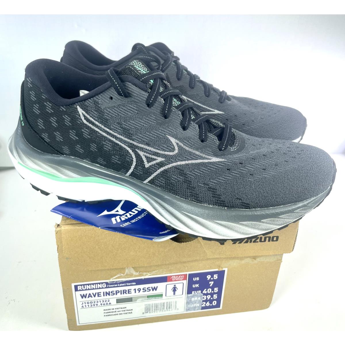 Mizuno Wave Inspire 19 Ssw Gray Silver Green 411399.960A Women`s Size 9.5