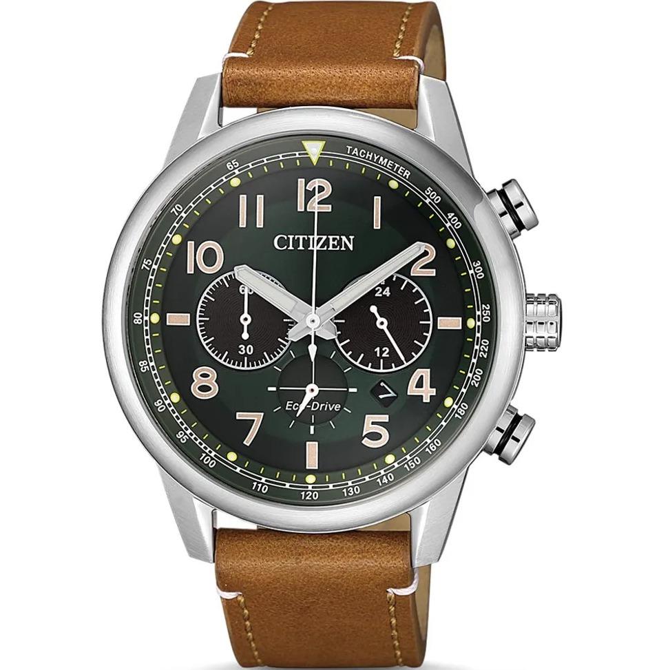 Citizen Green Dial Eco-drive Chronograph CA4420-21X Date Display Men`s Watch