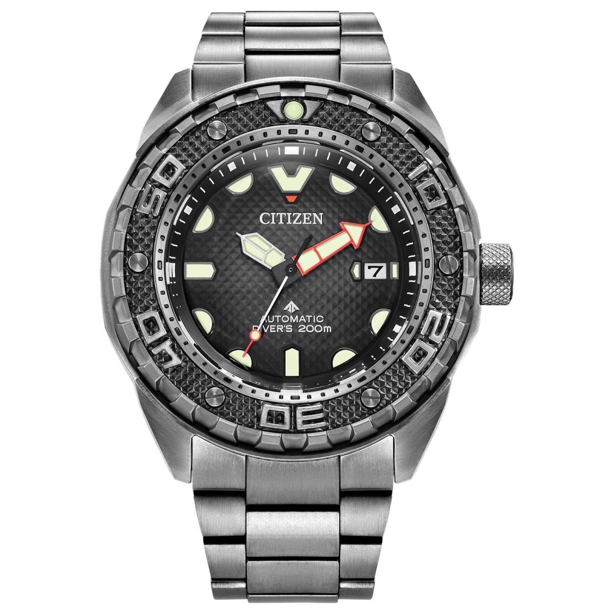 Citizen Promaster Dive Automatic Titanium Bracelet Watch 46mm NB6004-83E - Dial: Gray, Band: Black, Bezel: Gray