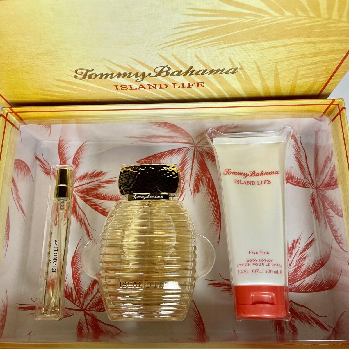 Island Life Tommy Bahama For Women Set: Edp Spray + Mini Edp + Body Lotion