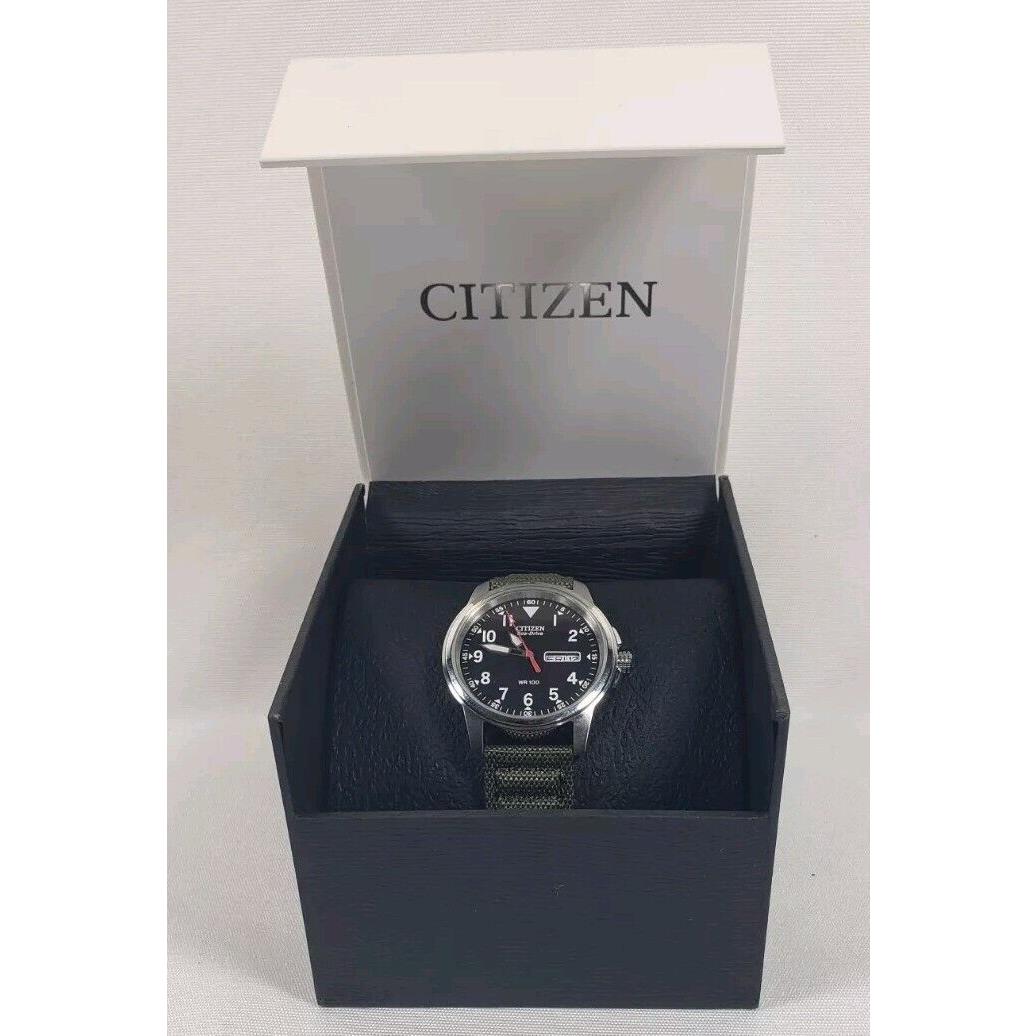 Citizen Eco-drive Garrison Sport Casual Watch Green Nylon E101-S006597 37mm