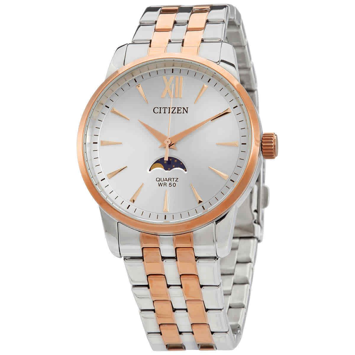 Citizen Quartz Moonphase Silver Dial Men`s Watch AK5006-58A