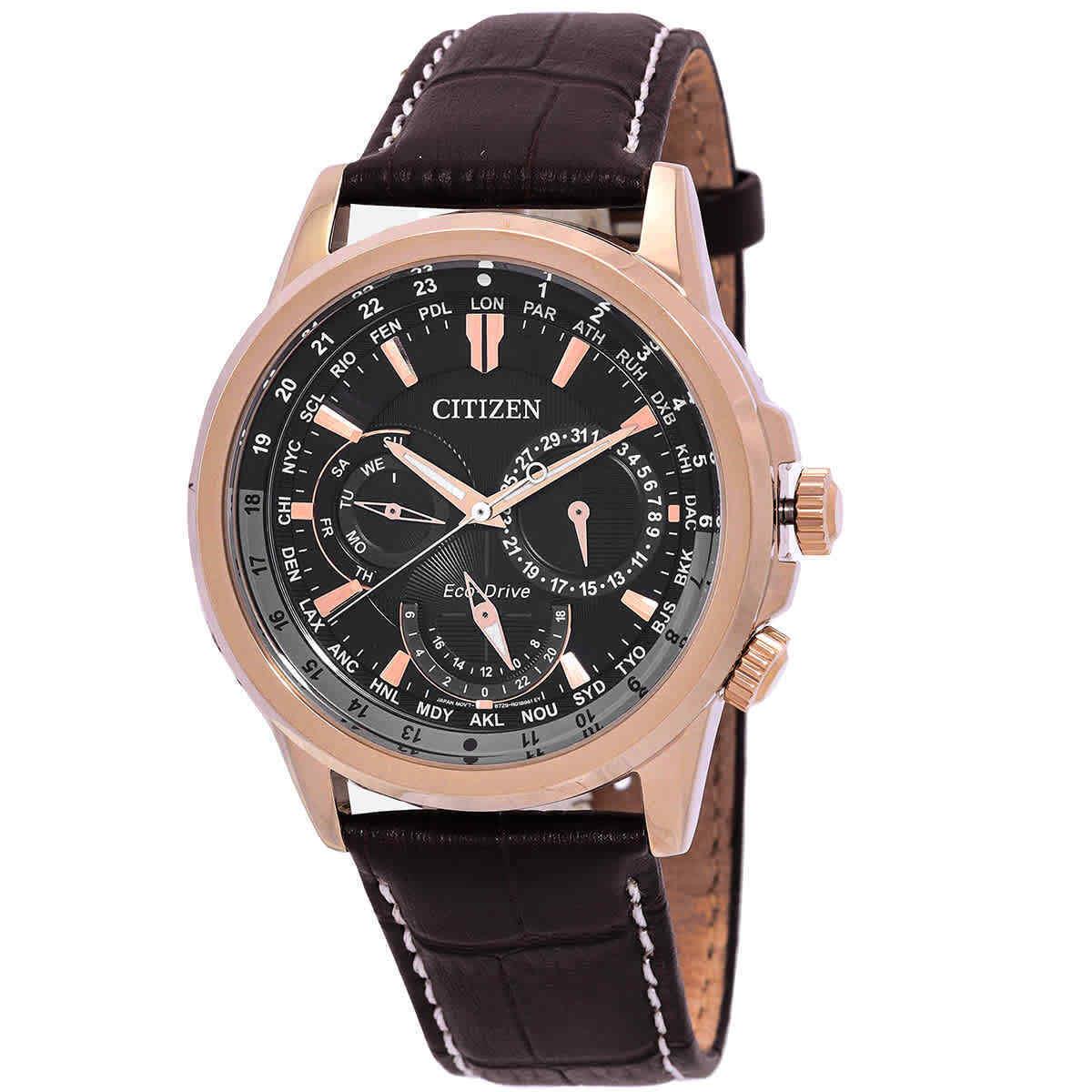 Citizen Eco-drive World Time Chronograph Black Dial Men`s Watch BU2023-12E