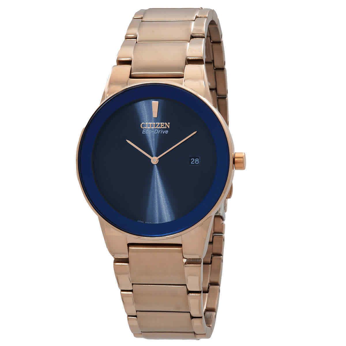 Citizen Eco-drive Blue Dial Rose Gold-tone Men`s Watch AU1066-80L