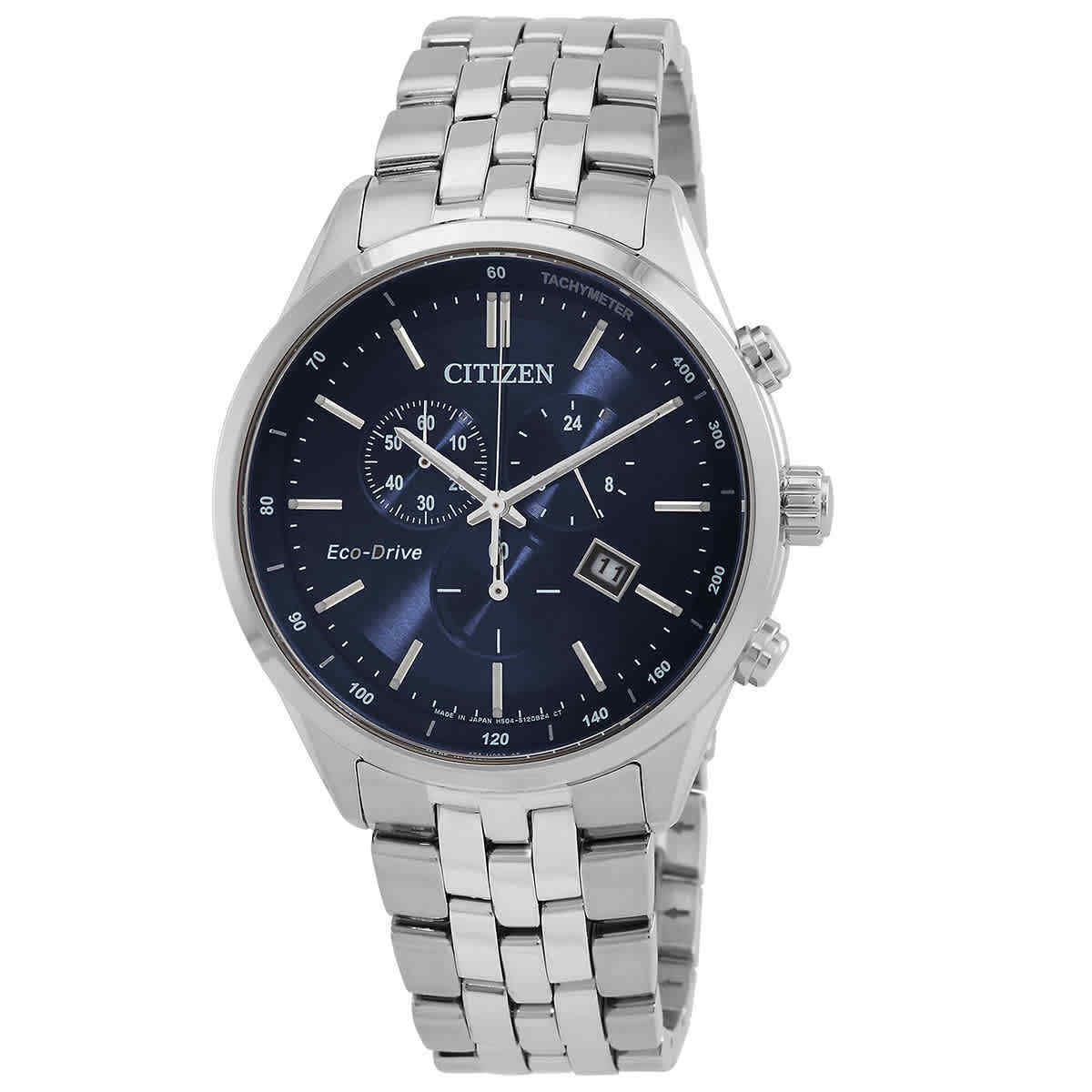 Citizen Eco-drive Chronograph Blue Dial Men`s Watch AT2140-55L