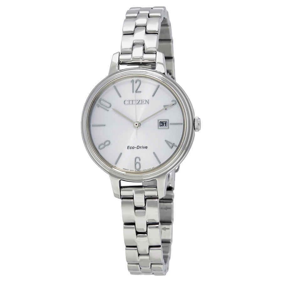 Citizen Chandler Eco-drive Silver Dial Ladies Watch EW2440-53A - Dial: Silver, Band: Silver, Bezel: Silver-tone