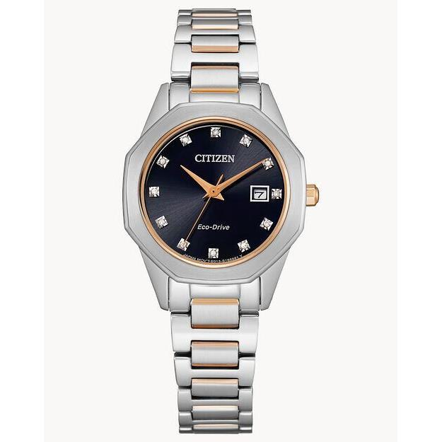 Citizen Corso Eco-drive Women`s Diamond Accent Two-tone Watch 28MM EW2586-58E