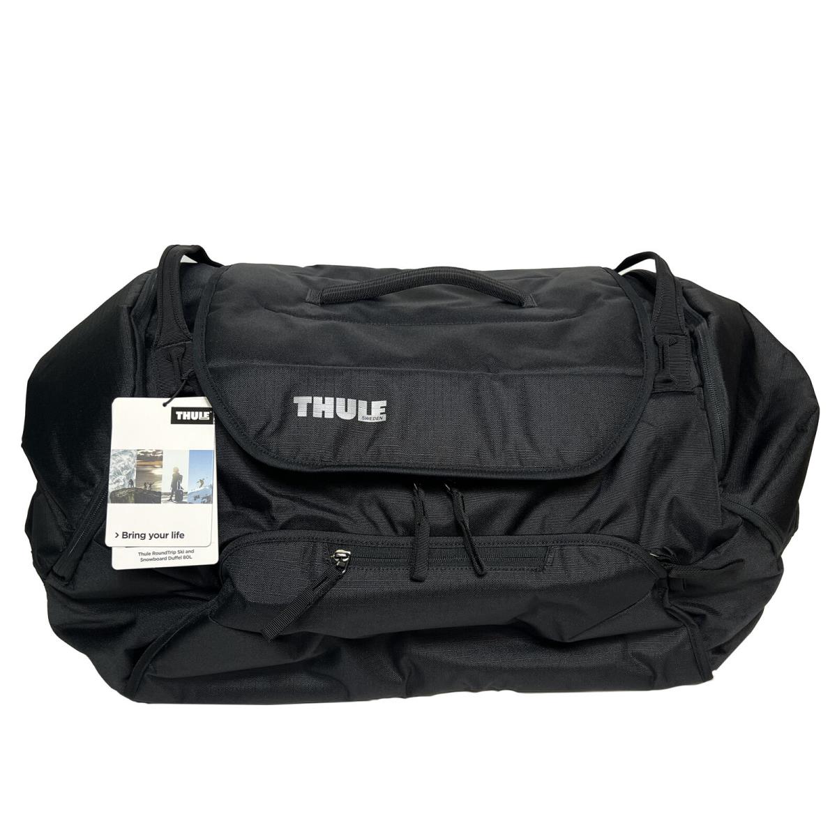 Thule Roundtrip 80L Rolling Ski Duffel Bag with Soft Pocket For Goggles Black