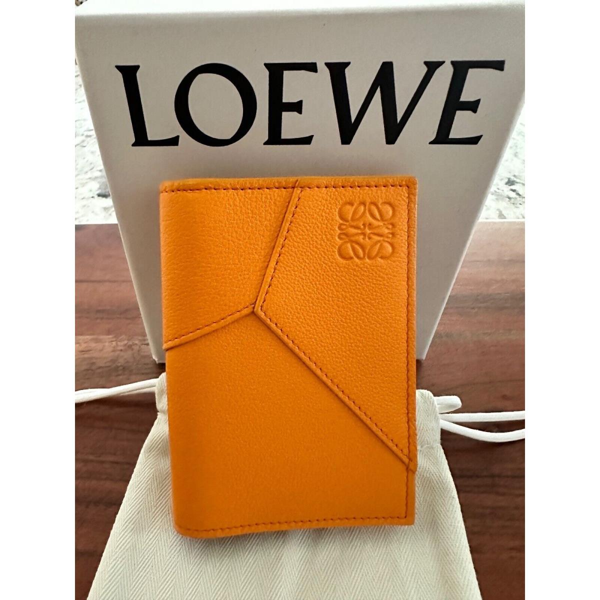 Loewe Puzzle Bifold Cardholder in Calfskin - Bright Mandarin - - C510144X09