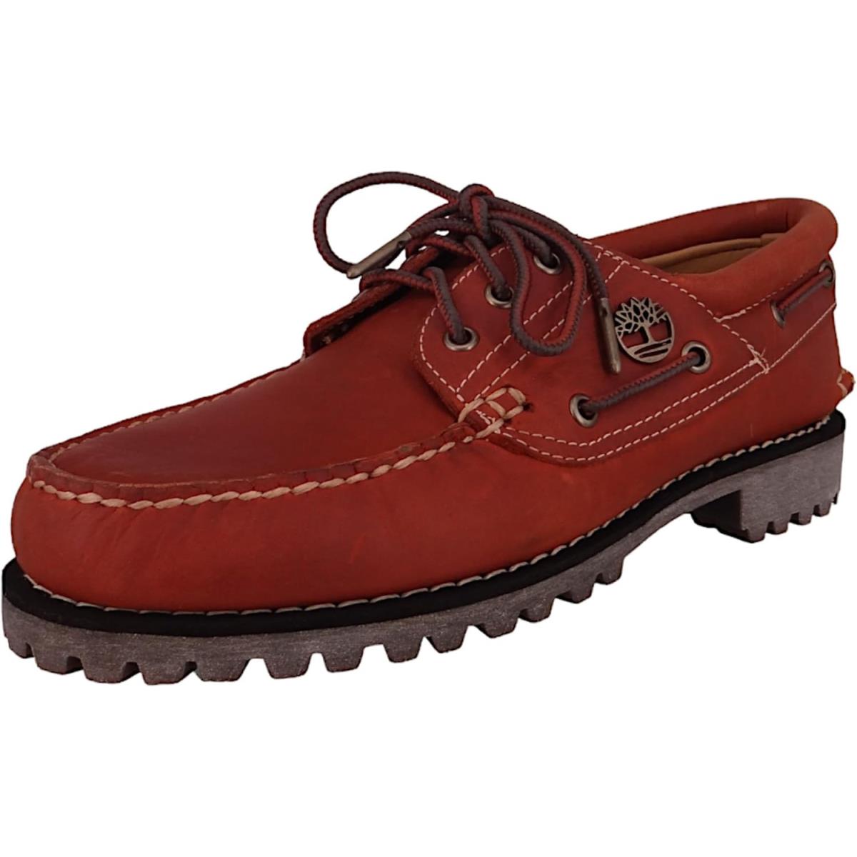 Timberland Men`s Traditional Handsewn 3-Eyelet Classic Lug Boat Shoe - Medium Orange Full Grain