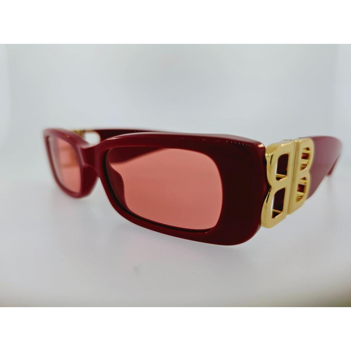 Balenciaga Sunglasses 0096S 003 51MM Red Gold Frame with Red Lenses