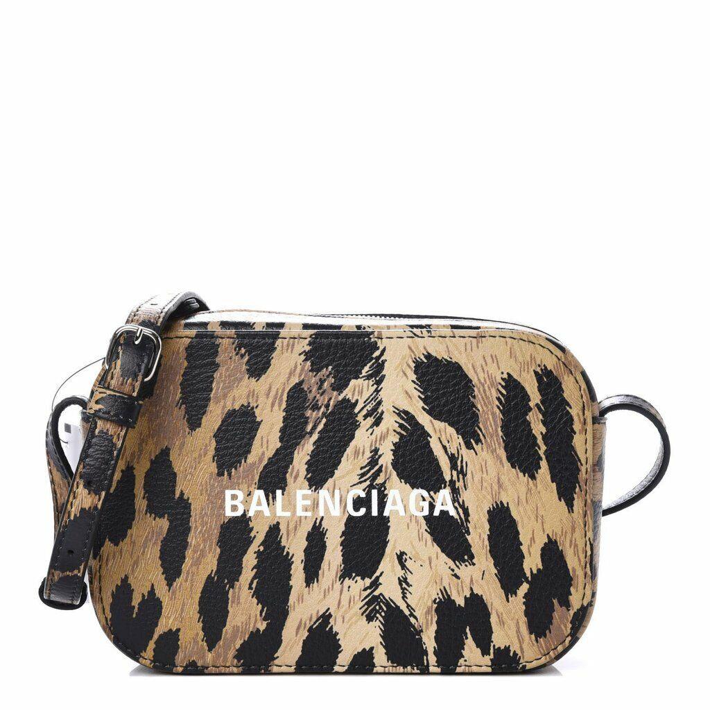 Balenciaga Calfskin Logo Printed Leopard XS Everyday Camera Bag 552372