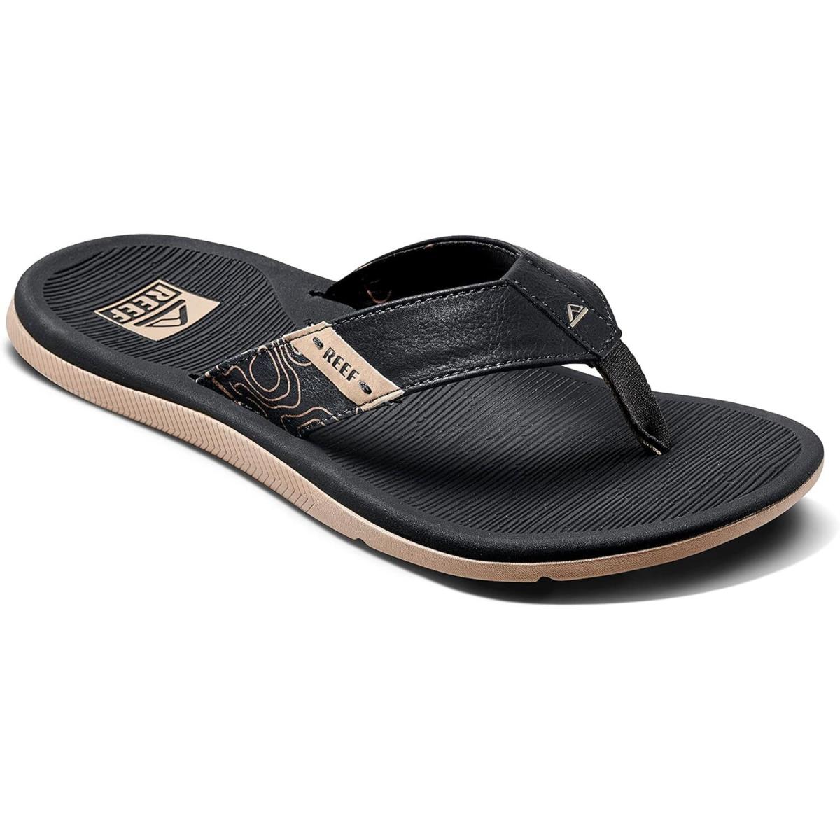 Reef Santa Ana Men`s Flip Flop Arch Support Water Friendly Non Tan Topo