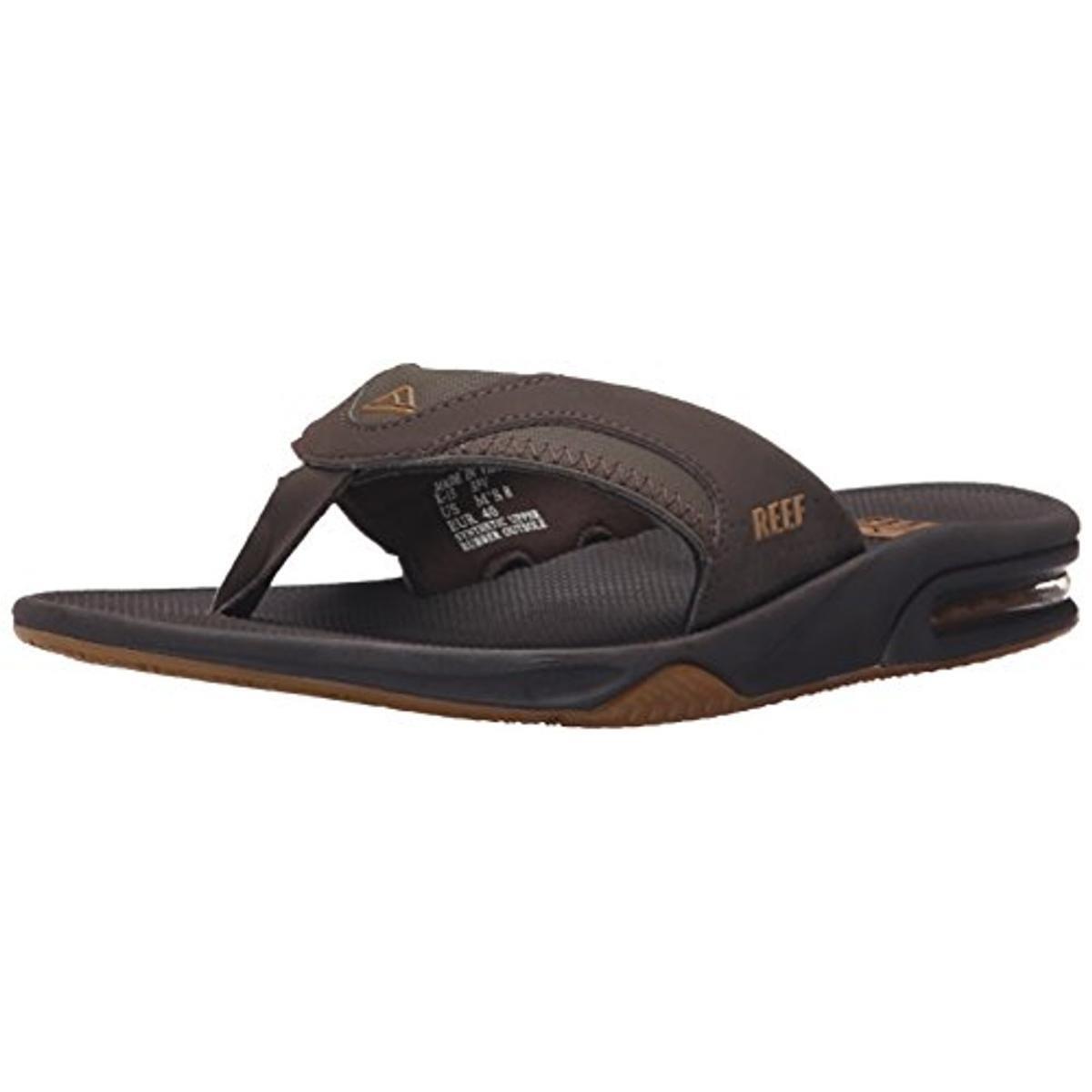 Reef Mens Fanning II Brown Bottle Opener Flip-flops Shoes 7 Medium D Bhfo 6103 - Black