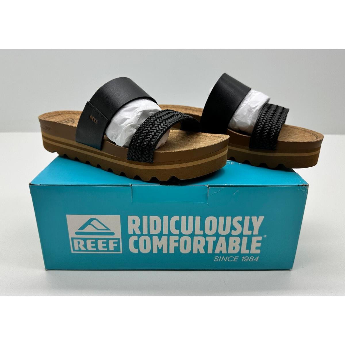 Reef Women`s Cushion Vista HI Sandals Black Braid Size 9.5 05S