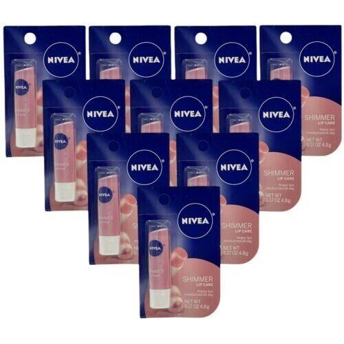 10 Pack Nivea Shimmer Lip Care 0.17 oz Shea Silk Pearly Htf Formula