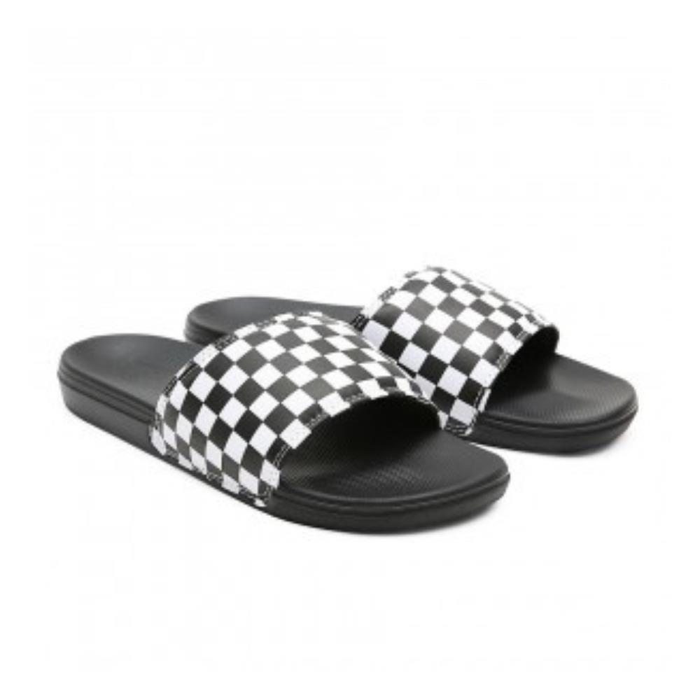 Vans La Costa VA5HF527I Slide Slippers Mens 7 Black White Checkered Nubuck Strap