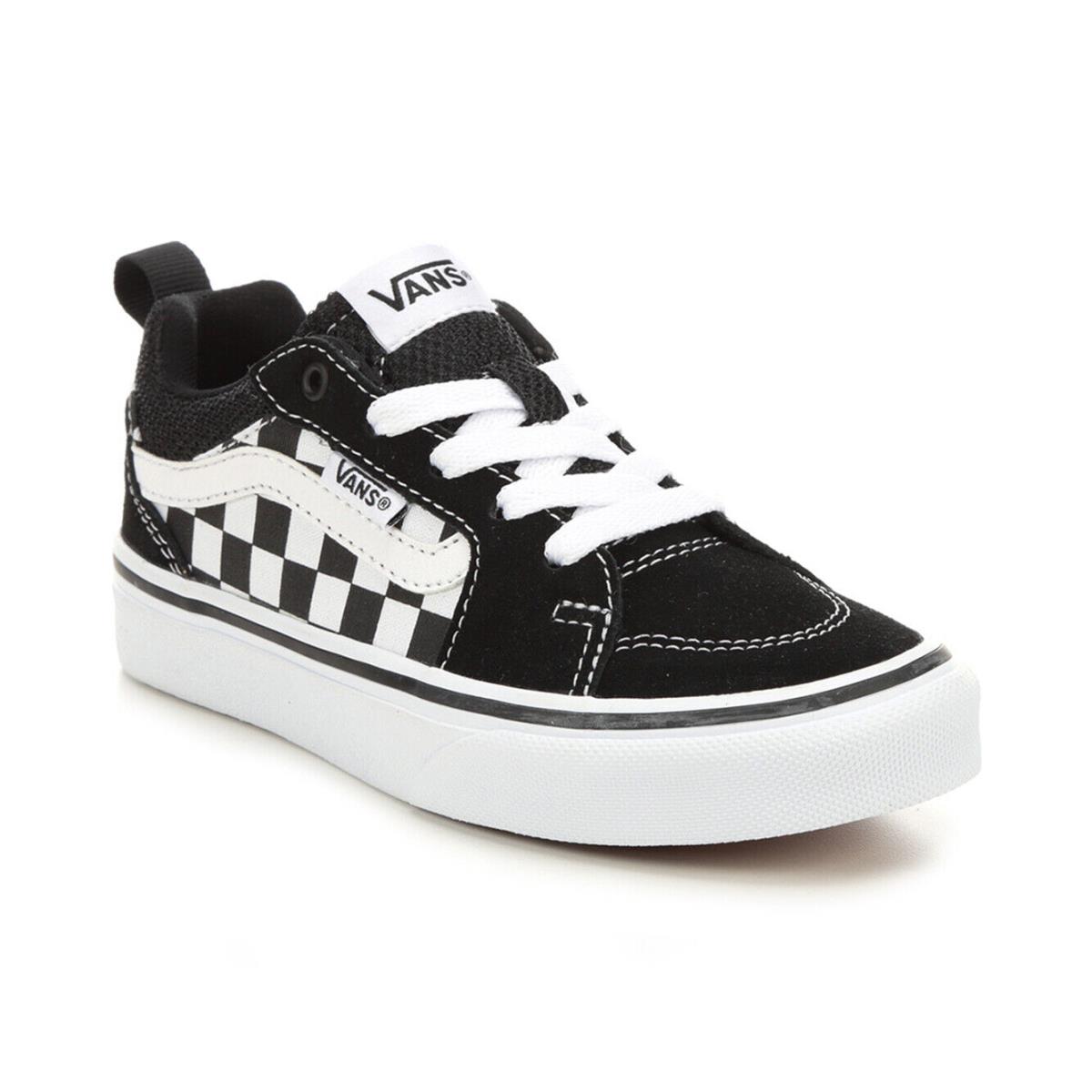 Vans Filmore VA3MVP5GX Sneaker Big Kids Black White Check Lace Up Skate Shoes - Black