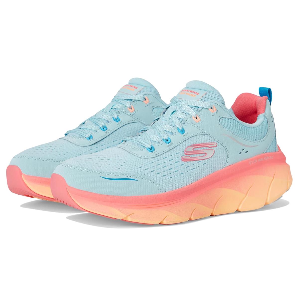 Woman`s Sneakers Athletic Shoes Skechers D`lux Walker 2.0 Neon Sites - Aqua Multi