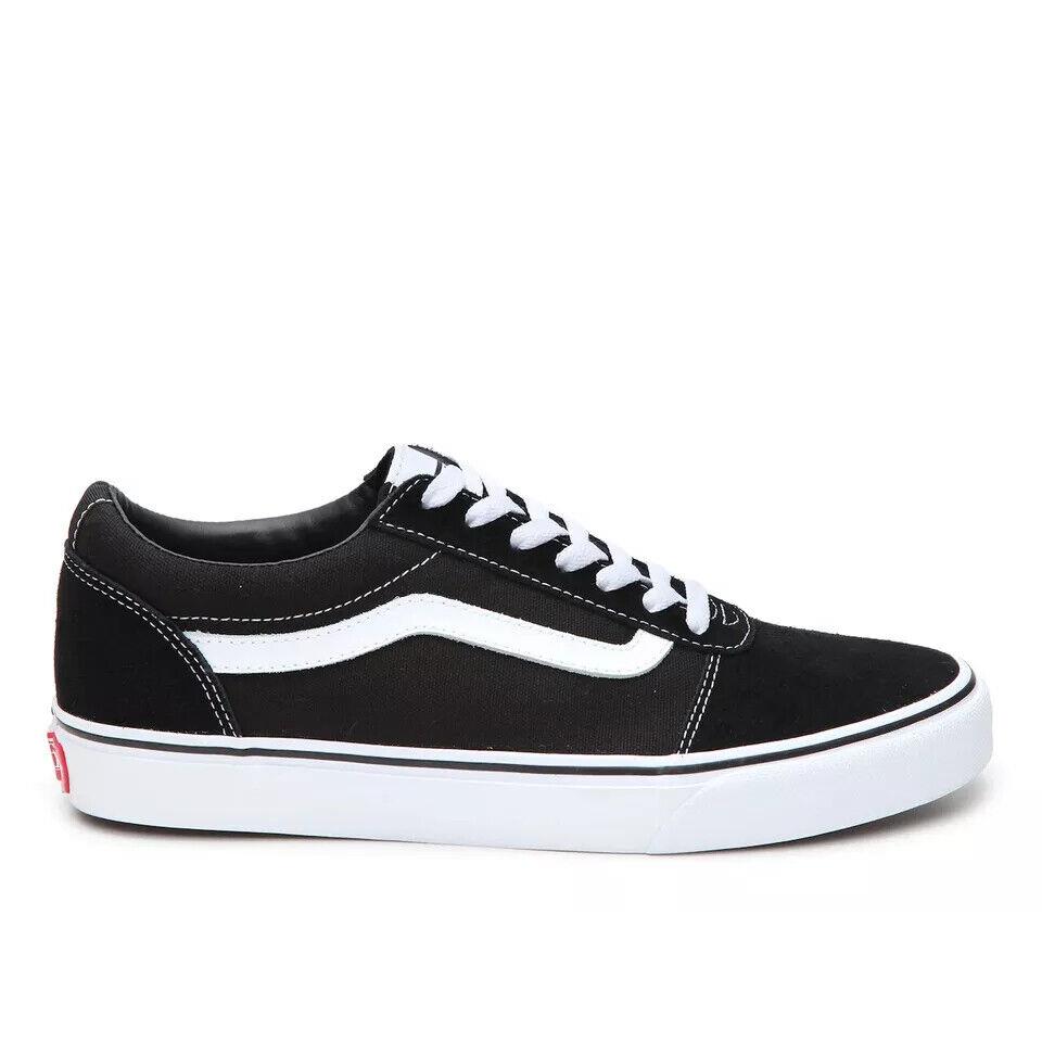 Vans Ward VN0A36EMC4R Sneaker Men`s Black White Suede Canvas Lace Up Skate Shoes - Black