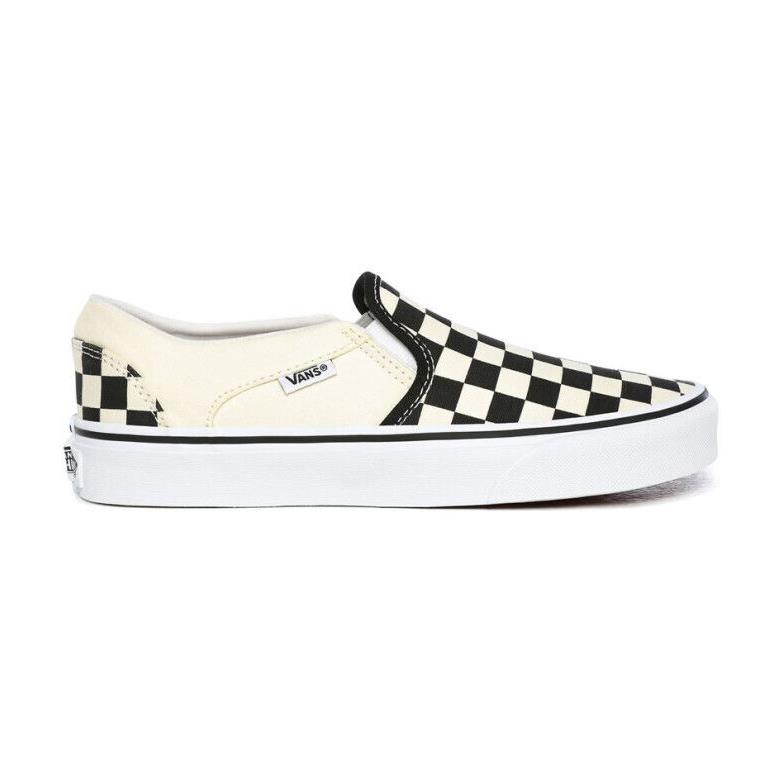 Vans Mens Asher Checker Slip-on Sneakers Size:M8.5 Color:checkers Black Natural - Checkers Black Natural